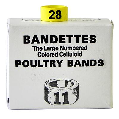 Poultry Numbered Leg Bands Yellow Size 11 Numbered 26-50 Click for larger image Poultry Numbered Leg Bands Yellow Size 11 Numbered 26-50 Click for larger image