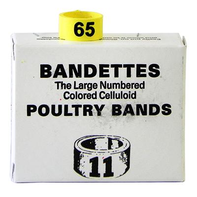 Poultry Numbered Leg Bands Yellow Size 11 Numbered 51-75 Click for larger image Poultry Numbered Leg Bands Yellow Size 11 Numbered 51-75 Click for larger image