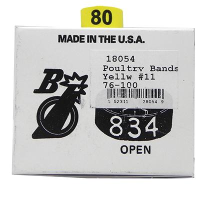 Poultry Numbered Leg Bands Yellow Size 11 Numbered 76-100 Click for larger image Poultry Numbered Leg Bands Yellow Size 11 Numbered 76-100 Click for larger image