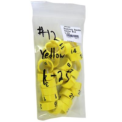 Poultry Numbered Leg Bands Yellow Size 12 Numbered 1-25 Click for larger image Poultry Numbered Leg Bands Yellow Size 12 Numbered 1-25 Click for larger image