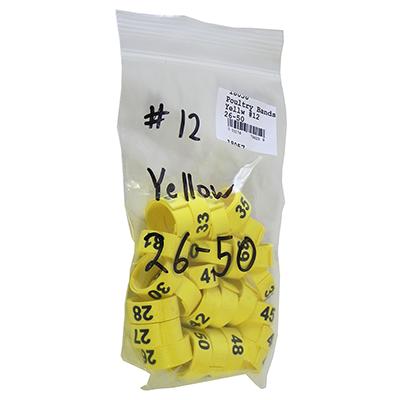 Poultry Numbered Leg Bands Yellow Size 12 Numbered 26-50 Click for larger image Poultry Numbered Leg Bands Yellow Size 12 Numbered 26-50 Click for larger image