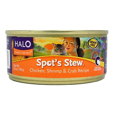 HALO Purely For Pets Spot's Cat Chick/Crab/Shrimp 5oz Each HALO Purely For Pets Spot's Cat Chick/Crab/Shrimp 5oz Each