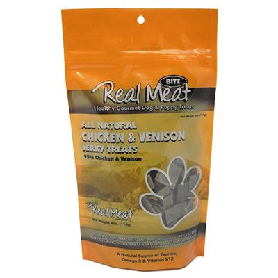 Real Meat All Natural Chicken and Venison Dog Treats 4oz. Click for larger image