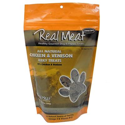 Real Meat All Natural Chicken and Venison Dog Treats 12oz. Real Meat All Natural Chicken and Venison Dog Treats 12oz.