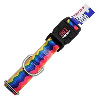 Tuff-Lock Zig Zag Rainbow Adjustable Nylon Dog Collar Tuff-Lock Zig Zag Rainbow Adjustable Nylon Dog Collar
