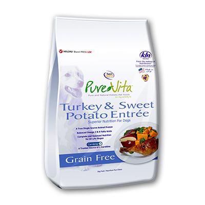 PureVita Dog Grain Free Turkey and Sweet Potato Dog Food 15# Click for larger image