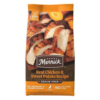 Merrick Grain Free Chicken and Sweet Potato Dog Food 4Lb. Merrick Grain Free Chicken and Sweet Potato Dog Food 4Lb.