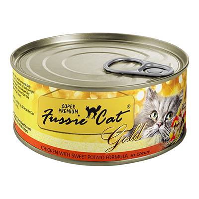 Fussie Cat Chicken Sweet Potato Canned Cat Food 2.8 oz case Fussie Cat Chicken Sweet Potato Canned Cat Food 2.8 oz case