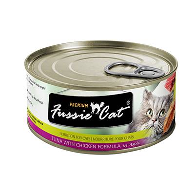 Fussie Cat Tuna Chicken Premium Canned Cat Food 2.8oz case Fussie Cat Tuna Chicken Premium Canned Cat Food 2.8oz case