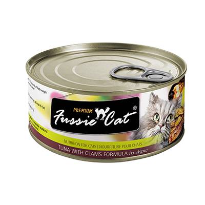 Fussie Cat Tuna and Baby Clams Canned Cat Food 2.8 oz case Fussie Cat Tuna and Baby Clams Canned Cat Food 2.8 oz case