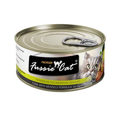 Fussie Cat Tuna Mussel Premium Canned Cat Food 2.8 oz case Fussie Cat Tuna Mussel Premium Canned Cat Food 2.8 oz case