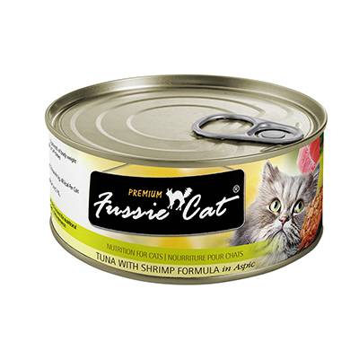 Fussie Cat Tuna Shrimp Premium Canned Cat Food 2.8 oz case Fussie Cat Tuna Shrimp Premium Canned Cat Food 2.8 oz case