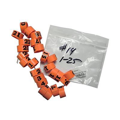 Poultry Numbered Leg Bands Orange Size 14 Numbered 1-25 Click for larger image Poultry Numbered Leg Bands Orange Size 14 Numbered 1-25 Click for larger image