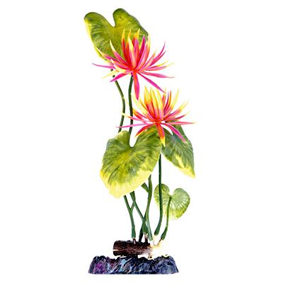 Red Water Lily Large Sinking Plastic Aquarium Plant Click for larger image