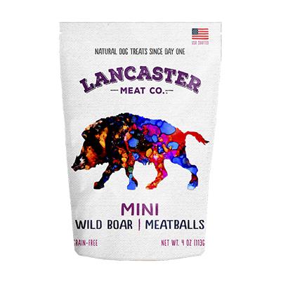 Lancaster Meat Co. Boar Mini Meatballs Dog Treats 4oz Lancaster Meat Co. Boar Mini Meatballs Dog Treats 4oz