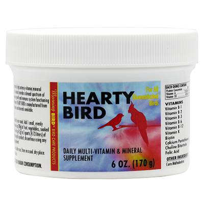 Morning Bird Hearty Bird vitamin and Mineral Powder 6oz Click for larger image Morning Bird Hearty Bird vitamin and Mineral Powder 6oz Click for larger image
