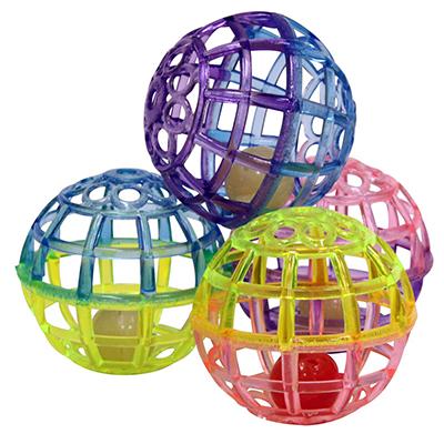 Spot Lattice Multicolored Balls with Bells for Cats Toy 4 Pk Click for larger image