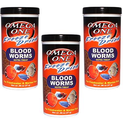 Omega One Freeze-Dried Bloodworms Fish Food .96 ounce 3 Pack Click for larger image