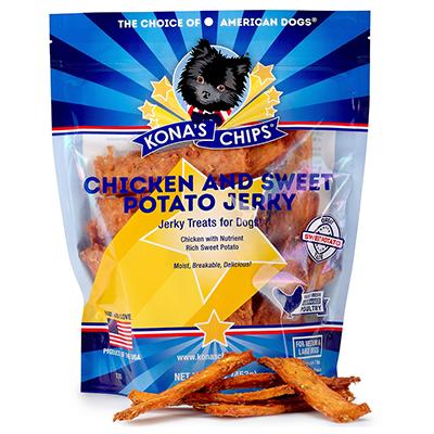Konas Chips Chicken Sweet Potato Jerky Dog Treats 4oz Click for larger image