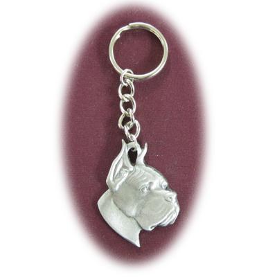 Pewter Key Chain I Love My Boxer Cropped Ears Click for larger image