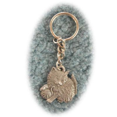 Pewter Key Chain I Love My Kitten w/ball