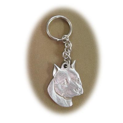 Pewter Key Chain I Love My Pit Bull Terrier Cropped Click for larger image