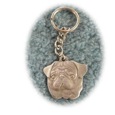 Pewter Key Chain I Love My Pug Click for larger image