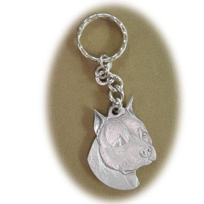 Pewter Key Chain I Love My American Staffordshire Cropped Click for larger image