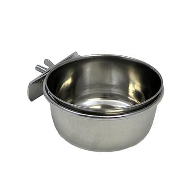 Stainless Bird Dish w/clamp 10 ounce Click for larger image
