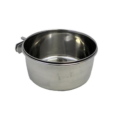 Stainless Bird Dish w/clamp 20 ounce Click for larger image