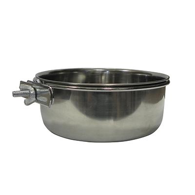 Stainless Bird Dish w/clamp 30 ounce Click for larger image