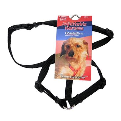 Adjustable XSmall Dog Harness 3/8-inch Black Nylon Adjustable XSmall Dog Harness 3/8-inch Black Nylon