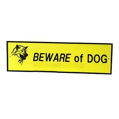 dog beware plastic sign below larger signs arcatapet