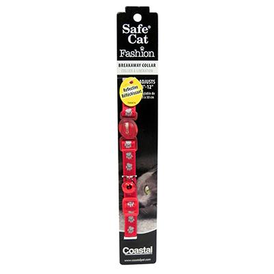 Reflective Breakaway Cat Collar Paws Red Click for larger image Reflective Breakaway Cat Collar Paws Red Click for larger image