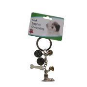Key Chain Old English Sheepdog with 5 Charms