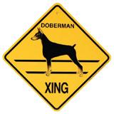 Xing Sign Doberman Cropped Ears Plastic 10.5 x 10.5 inches