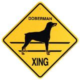 Xing Sign Doberman Natural Ears Plastic 10.5 x 10.5 inches