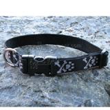 Dog Collar Adjustable Nylon Bling Bones 25-31 1 inch wide