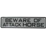 Sign Beware of Attack Horse 12 x 3 inch Plastic
