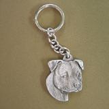 Pewter Key Chain American Staffordshire with Natural Ears
