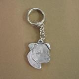 Pewter Key Chain Pit Bull with Natural Ears