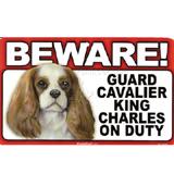Sign Guard Cavalier Spaniel On Duty 8 x 4.75 inch Laminated