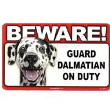 Sign Guard Dalmatian On Duty 8 x 4.75 inch Laminated