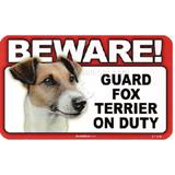 Sign Guard Fox Terrier On Duty 8 x 4.75 inch Laminated