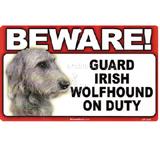 Sign Guard Irish Wolfhound On Duty 8 x 4.75 inch Laminated
