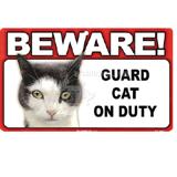 Sign Guard Cat Paint On Duty 8 x 4.75 inch Laminated