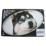 Oval Vinyl Dog Decal Siberian Husky Picture