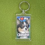 Plastic Keyring Chihuahua Long Haired