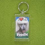 Plastic Keyring White Poodle