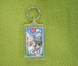 Plastic Keyring Cat Tabby Dark